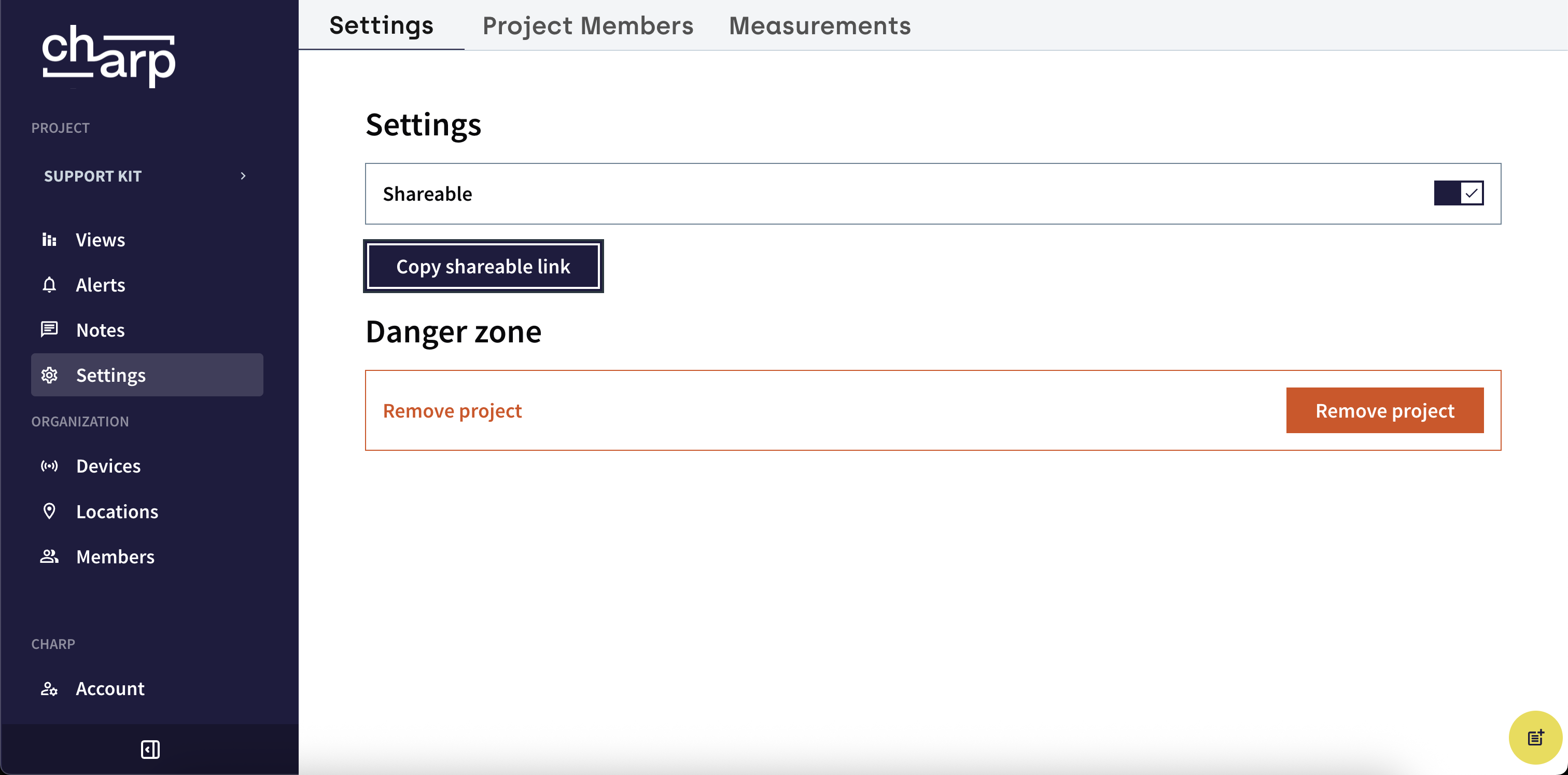 Shareable link toggle