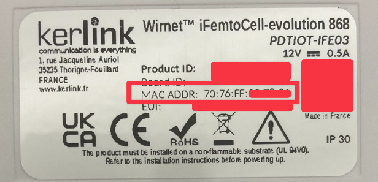 Étiquette de l'adresse MAC